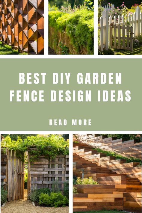 Discover a collection of innovative and charming DIY garden fence design ideas that are sure to elevate the beauty of your outdoor area. Let your imagination run wild as you explore these 10 inspiring concepts that will help bring a touch of personality and style to your garden. From modern designs to rustic creations, find the perfect inspiration to create a harmonious and inviting space that reflects your unique taste and flair. Transform your garden into a stunning oasis with these creative f Grape Stake Fence Ideas, Unique Fence Gate Ideas, Garden Fence Inspiration, Garden Fence With Gate, Garden Fence Design, Cheap Fence Ideas, Garden Fencing Ideas, Contemporary Fence, Cactus Garden Design