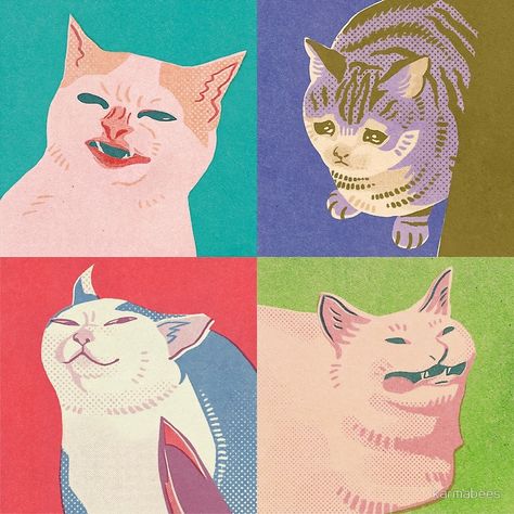 "Four Meme Cats of the Apocalypse" Art Print by karmabees | Redbubble Art Apocalypse, Meme Cats, Apocalypse Art, Art Mignon, The Apocalypse, Arte Inspo, Art Et Illustration, Cat Posters, Illustration Inspiration