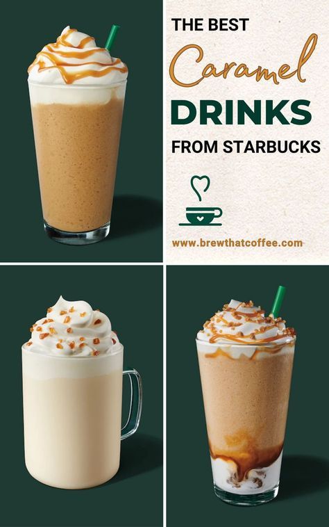 Can't get enough caramel Starbucks drinks? If you're looking to shake things up, try these delicious Starbucks secret menu and regular menu caramel drinks! #starbucks #starbuckssecretmenu #coffee #brewthatcoffee Starbucks Recipes Hot Drinks, Caramel Starbucks Drinks, Caramel Coffee Drinks, Iced Macchiato, Starbucks Caramel Drinks, Drinks From Starbucks, Starbucks Frappuccino Recipe, Drinks At Starbucks, Caramel Drinks