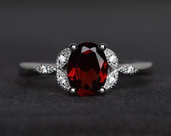 Birthstone ring | Etsy Rings Silver Engagement, Red Wedding Ring, Garnet Ring Engagement, Engagement Rings Women, Red Engagement Ring, Gothic Wedding Rings, Red Gemstone Ring, Garnet Ring Silver, January Birthstone Rings