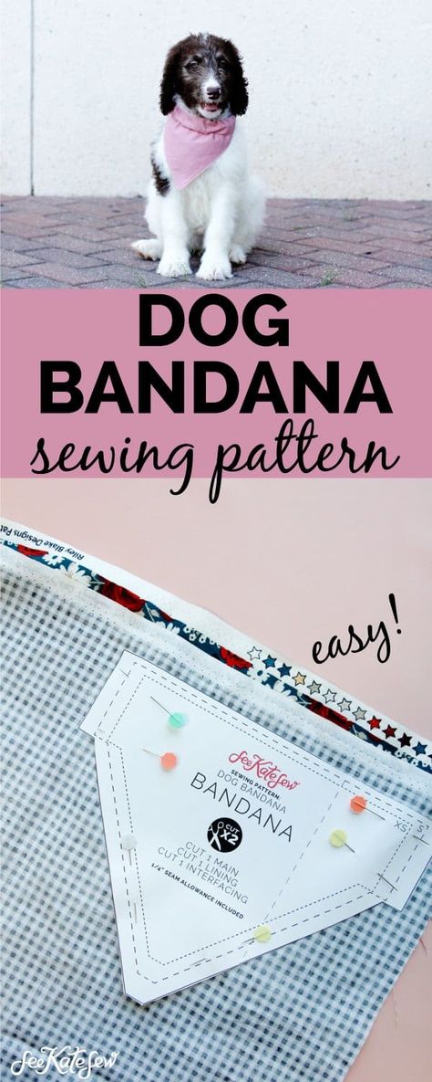 Free Dog Bandana Pattern, Easy Dog Bandana, Dog Bandana Diy, Dog Clothes Patterns Sewing, Dog Bandana Pattern, Dog Sewing Patterns, Diy Dog Collar, Dog Bandanna, Puppy Bandana