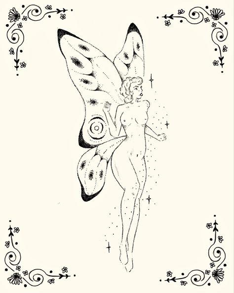 Faerie Tattoo Ideas, Fairy Tattoo Stencil, Fairy Pinup, Maching Tattoos, Surealism Art, Fairy Tattoo Designs, Sharpie Tattoos, Arte Grunge, Getting A Tattoo