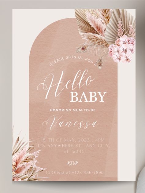 Boho Baby Shower Invitation Template Boho Floral Baby Shower Editable Baby Shower Invite Pampas Grass Invite Boho Arch Invitation Beige Arch Invitation, Boho Arch, Leaf Invitations, Boho Baby Shower Invitations, Baby Shower Invitation Template, Baby Shower Invite, Boho Baby Shower, Hello Baby, Floral Baby Shower