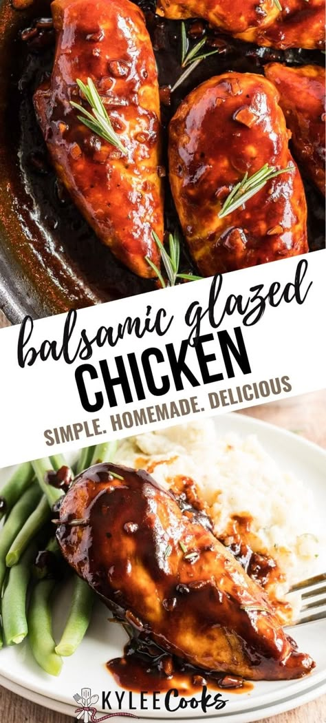 Balsamic Chicken Breast, Glazed Chicken Breast, Honey Balsamic Chicken, Balsamic Glaze Recipes, Creative Backyard, Balsamic Glazed Chicken, Chicken Tender Recipes, Balsamic Chicken, Glazed Chicken