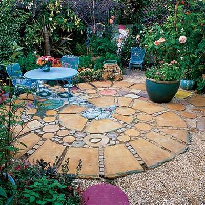 Adobe Backyard, Circular Patio, Have Inspiration, The Secret Garden, Beautiful Backyards, Kew Gardens, Patio Stones, Garden Spaces, Outdoor Rooms