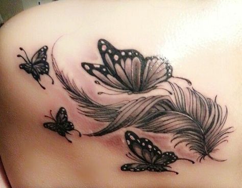 Fonts Tattoo, Small Rose Tattoo, Feather Tattoo Design, Tattoo Rose, Geniale Tattoos, Butterfly Tattoo Designs, Feather Tattoo, Feather Tattoos, Mom Tattoos