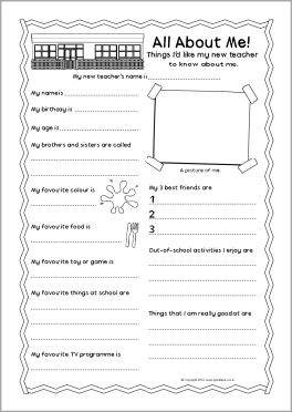 New teacher ‘all about me’ pupil information sheet (SB8490) - SparkleBox Student Info Sheet, About Me Worksheet, Me Worksheet, Student Information Sheet, Back To School Worksheets, All About Me Worksheet, Student Info, All About Me Preschool, All About Me Activities