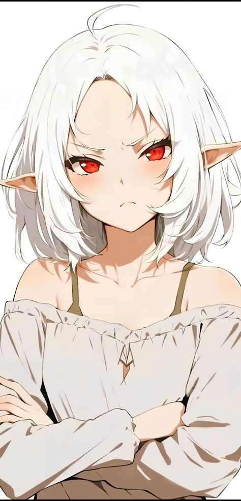 Anime Elf, Animation Storyboard, Mushoku Tensei, Anime Fanfiction, Comic Art Girls, Anime Character Drawing, Red Eyes, Cute Anime Couples, White Hair