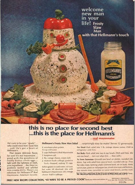 Creepy Recipes, Vintage Christmas Recipes, Disgusting Food, 70s Food, Ugly Food, Gross Food, Retro Food, Vintage Cooking, Vintage Food