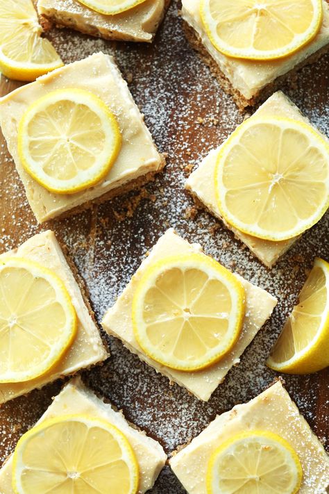 Lemon bars. So elusive.So tricky.So very not vegan (or gluten-free)...until now. Friends, vegan lemon bars (!!!) made with just 10 ingredients, Vegan Lemon Desserts Easy, Lemon Bars Gluten Free Dairy Free, Plant Based Lemon Bars, Vegan Lemon Tart, Gluten Free Vegan Lemon Bars, Vegan Lemon Bars, Gluten Free Lemon Bars, Spring Treats, Berry Dessert