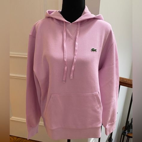 NWT Lacoste Women’s loose fit hooded cotton blend sweatshirt Lacoste Pink, Lacoste Women, Sports Sweatshirts, Henley Top, Black Fleece, Hooded Tops, Full Zip Hoodie, Grey Hoodie, Cotton Sweater