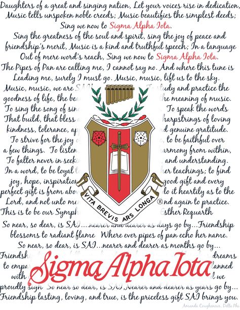 Sigma Alpha Iota crest, symphony, and songs! #SigmaAlphaIota Probate Gifts, Sigma Alpha Iota, College Days, Sigma Alpha, Love And, Alpha Sigma Alpha, Sorority Girl, Greek Life, College Life