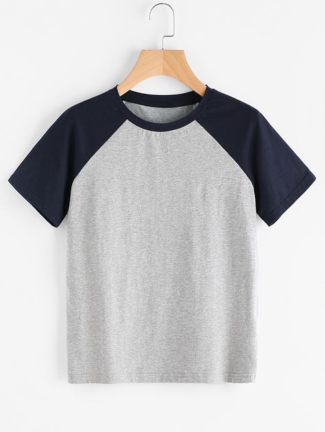 Shop Contrast Raglan Sleeve Heathered Tee online. SheIn offers Contrast Raglan Sleeve Heathered Tee & more to fit your fashionable needs. Raglan Tshirt, Raglan Sleeve Top, Shirt Print Design, Short Sleeve Pullover, Raglan Sleeve, Aesthetic Clothes, Sweater Shirt, Casual Shirts, Cool Outfits