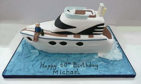 Boat Cakes For Men, Yacht Cake, Airplane Birthday Cakes, Boat Birthday, Cakes For Girls, Motor Cruiser, Boat Cake, Boat Theme, Sport Cakes