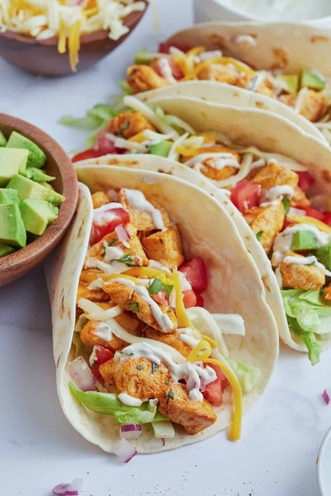 Mexican Bbq, Bbq Chicken Tacos, Cilantro Lime Chicken Tacos, Chicken Ranch Tacos, Lime Chicken Tacos, Grilled Chicken Tacos, Pulled Pork Tacos, Chicken Taco Recipes, Ranch Recipe