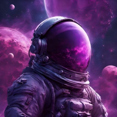 #universe #space #astronaut #science #ai #aiarts #digitalcreation #digitalarts #solarsystem Purple Astronaut, Astronaut Aesthetic, January Wallpaper, Space Knight, Alien Aesthetic, Vaporwave Art, Space Illustration, Space Astronaut, Urban Nature