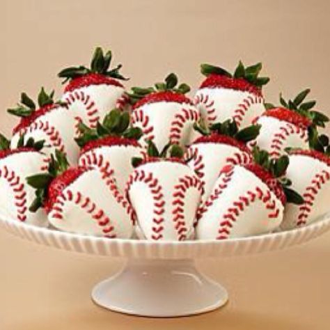 #Baseball #softball #strawberries @Rachel R Brown Baseball Birthday Party, Dessert Aux Fruits, Baseball Party, Baseball Birthday, Covered Strawberries, Chocolate Covered Strawberries, Cakepops, Colby, Texas Rangers