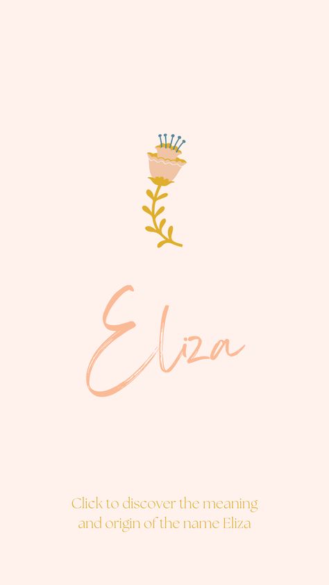 Discover the meaning and origin of the name Eliza. Eliza Name Meaning, Eliza Name, Ruby Name, Elena Name, May Name, Rockabilly Baby, Baby Name Meaning