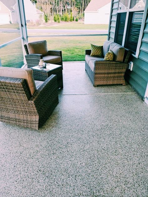 Front Porch Tile Ideas Over Concrete, Hardscape Patio, Concrete Island, Pool House Shed, Back Porch Designs, Coastal South Carolina, Concrete Patio Makeover, Diy Wood Floors, Pawleys Island Sc