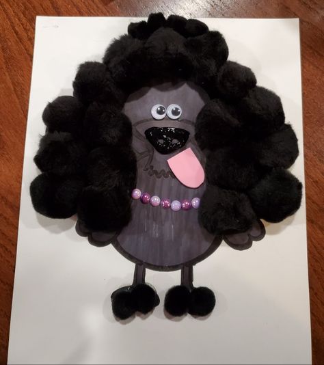 Tom the turkey needed a disguise for Thanksgiving...he is now a poodle! Bald Eagle Turkey Disguise, Turkey Disguised As A Dog, Dog Turkey Disguise Project, Bluey Disguise A Turkey, Disguise A Turkey Funny, Christmas Turkey Disguise, Easy Disguise A Turkey, Disguise A Turkey Taylor Swift, Barbie Turkey Disguise