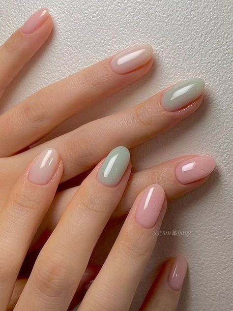 19 Best Korean Pastel Nails to Bloom Your Spring Style | The KA Edit Elegant Pastel Nails, Pastel Natural Nails, Muted Pastel Nails, Pastel Cute Nails, Nail Pastel Colors, Classy Bridesmaid Nails, Simple Pastel Nails, Nail Designs Light Purple, Nail Designs Sage Green