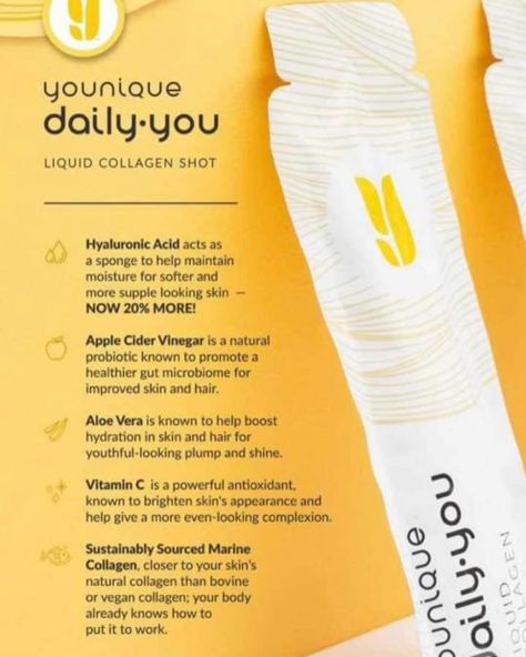 We are absolutely loving the BRAND NEW & IMPROVED Younique Daily Collagen, with 20% more HYALURONIC ACIC & APPLE CIDER VINEGAR (if you know you’ll know). It has a club trpicsna taste and endless benefits. I’ll pop my link below, go and have a look at the benefits you could be getting from taking this to, or drop me a PM with any questions. https://www.youniqueproducts.com/MichellePirie/ Natural Probiotics, Gut Microbiome, Marine Collagen, Healthy Gut, Cider Vinegar, Apple Cider Vinegar, Younique, Apple Cider, Probiotics