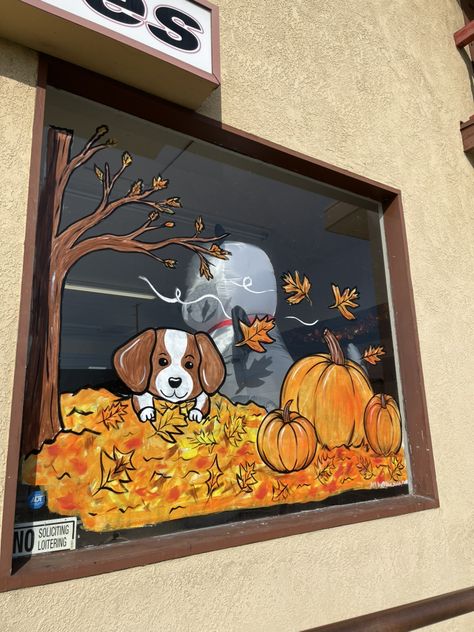 Turkey Window Art, Window Painting Thanksgiving, November Window Art, Fall Window Art Painting, Thanksgiving Window Painting Ideas, November Window Display, Autumn Window Art, Autumn Window Painting, Thanksgiving Window Painting