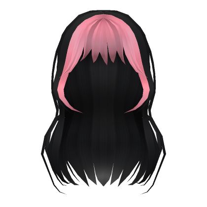 Pink Dyed Bangs, Roblox Hairs, Bangs Black Hair, Dyed Bangs, Layered Bangs, Brown Hair Roblox, Cute Tshirt Designs, Hair Roblox, Pink Hair Anime