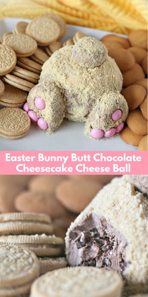 Bunny Cheese Ball Easter Appetizers, Easter Cheeseball, Bunny Cheese Ball, Easter Cheese Ball Recipes, Cheesecake Cheeseball, Chocolate Bunny Decor, Cute Cheesecake, Easter Cheese Ball, Dessert Cheese Ball