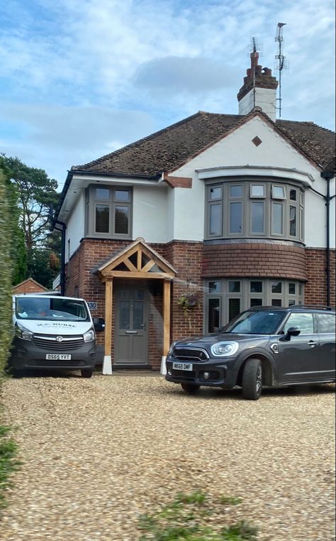 18th Century Farmhouse Exterior, 1930s Detached House Exterior Uk, Small Side Extension Semi Detached, Semi Detached Extension, Uk House Exterior, Cedral Cladding, 1930s House Exterior Uk, Terrace Makeover, English House Design