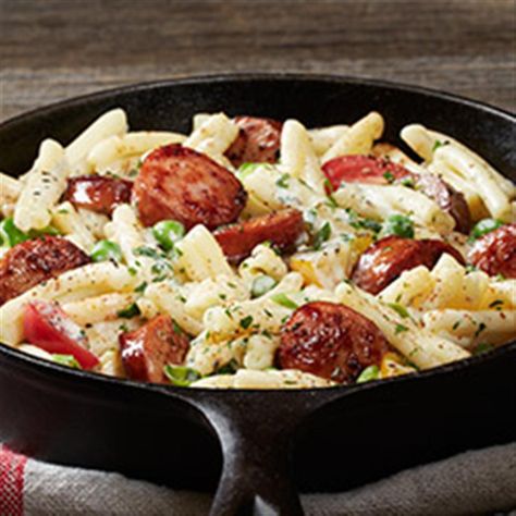 Hillshire Farm® Sausage Alfredo Hillshire Farm Sausage Recipes, Sausage Alfredo Pasta, Sausage And Pasta, Cajun Pasta Recipes, Cajun Sausage Pasta, Sausage Alfredo, Sausage Penne, Sausage Skillet, Smoked Sausage Recipes