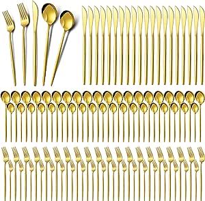 Gold Kitchen Utensils, Gold Utensils, Stainless Steel Fabrication, Gold Silverware, Gold Cutlery Set, Spoons And Forks, Stainless Steel Silverware, Stainless Steel Kitchen Utensils, Gold Dinnerware