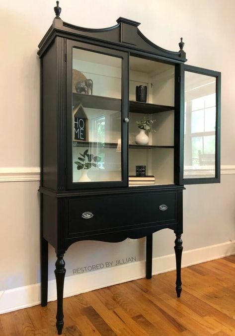 Black China Cabinet, Antique China Cabinet, China Cabinet Hutch, China Cabinet Redo, Modern China Cabinet, China Cabinet Makeover, Vintage China Cabinets, Cabinet Hutch, Antique China Cabinets