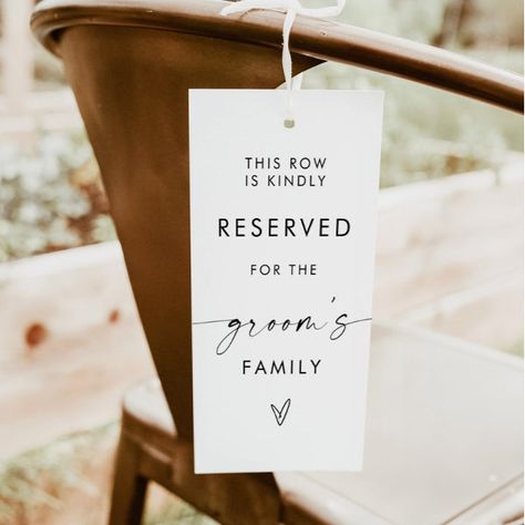 Modern Minimalist Wedding Reserved Sign Reserved Signs For Wedding, Wedding In Memory, Reserved Sign Wedding, Reserved Wedding Signs, Signs For Wedding, Invitation Etiquette, Invitation Examples, Modern Minimalist Wedding, Reserved Signs