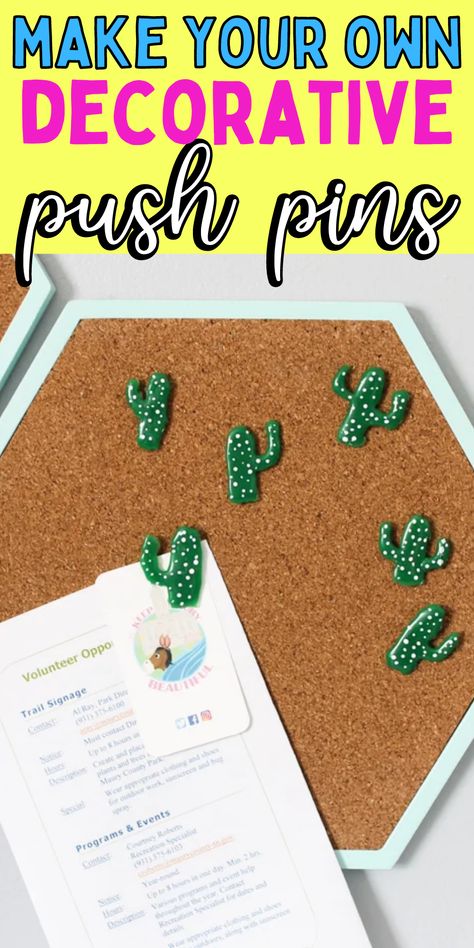 Decorative Push Pins, Push Pins, Cactus Decor, Clay Pot Crafts, Silicone Baking, Diy Car, Fun Diy Crafts, Wall Organization, Push Pin