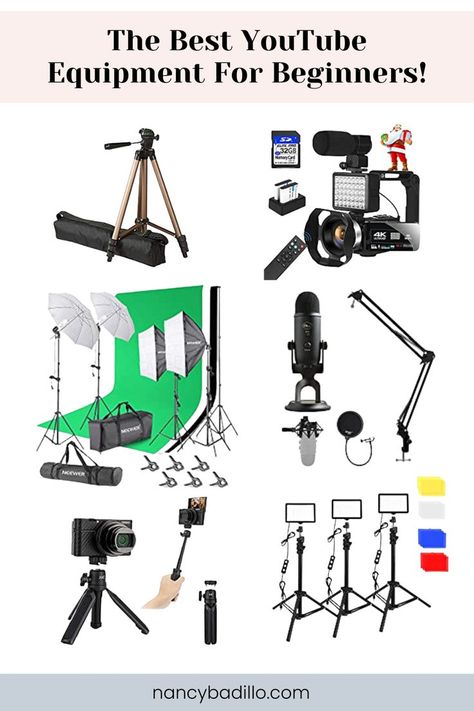 YouTube Equipment For Beginners Youtube Equipment, Vlogging Equipment, Blue Yeti Microphone, Youtube Setup, News Microphone, Youtube Marketing Strategy, Film Equipment, Start Youtube Channel, Etsy Tips