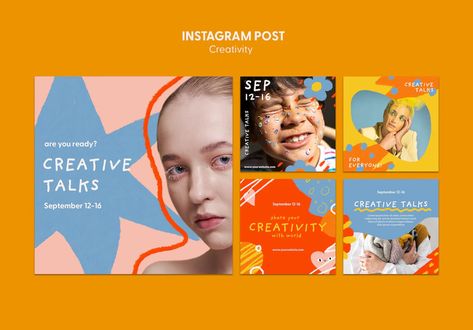 Free PSD | Creative talks workshop instagram posts collection Workshop Design, Free Psd, Graphic Resources, Social Media, Graphic Design, Instagram Post, Instagram Posts, Instagram