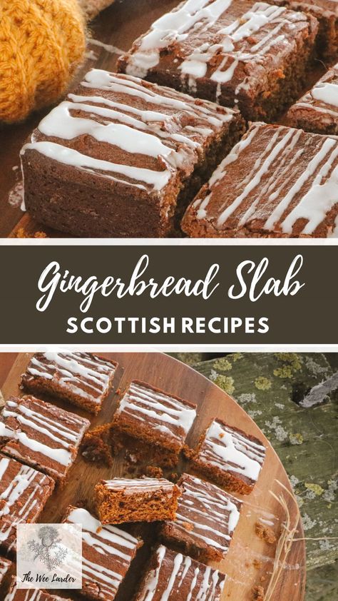 If you enjoy traditional Scottish Gingerbread your going to love this delicious iced Gingerbread Slab. It’s so lovely at this time of year with the warming spices and flavours and makes a delicious treat with a cup of hot tea. Thats if you can get a bit before the kids pinch it all in my house. Scottish Holiday Traditions, Hogmanay Party Ideas, Scottish Recipes Dessert, Scottish Christmas Dinner, Scottish Christmas Recipes, Traditional Scottish Recipes, Scottish Recipes Traditional, Scottish Desserts Traditional, Scottish Christmas Food