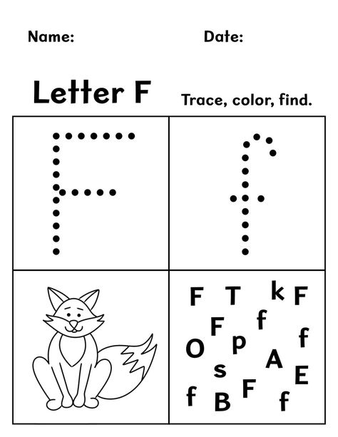 Letter F Worksheets For Preschool, Letter F Tracing Worksheets, Preschool Alphabet Printables, Writing Activities For Preschoolers, Alphabet Letter Matching, Letter Recognition Worksheets, Letter Worksheets For Preschool, Alphabet Letter Crafts, New Vocabulary