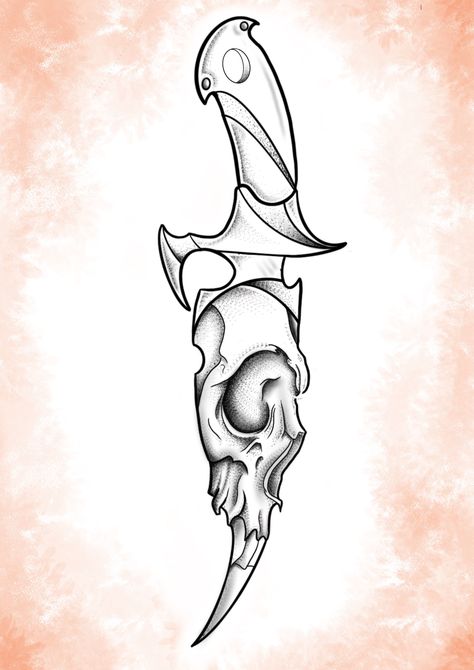 Minimalist Knife Tattoo, Knife And Skull Tattoo, Knife Tattoo Stencil, Skull Knife Tattoo, Knife Tattoo Ideas, Dagger Drawing, Skull Knife, Gotik Tattoo, Wrist Tattoo Designs