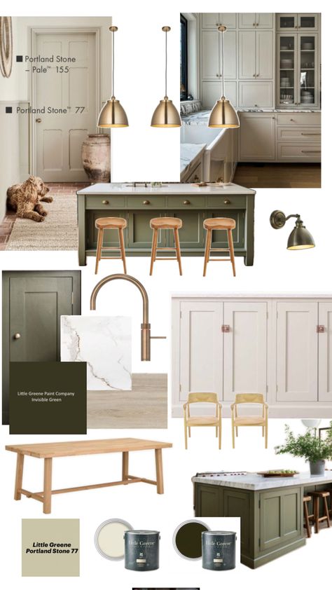 Earthy kitchen colours inspired by nature with brass details and oak furniture Beige Kitchen Cabinets, Earthy Kitchen, Greige Kitchen, Lake House Living Room, Prospect House, Beige Cabinets, Open Plan Kitchen Living Room, Condo Kitchen, Beige Kitchen