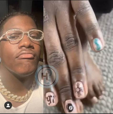 Lil Yachty nails Lil Yachty Nail Art, Lil Yatchy Nail Art, Lil Yachty Nails, Lil Yatchy Nails, One Nail Design, Masculine Nail Art, Guy Nails, Nails For Men, Male Nails