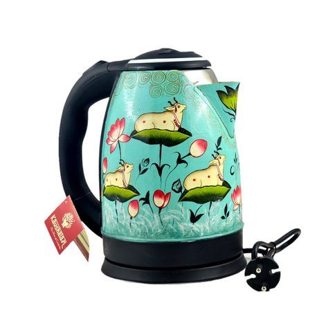 Kaushalam hand painted electric tea kettle: Mughal painting, Pichwai painting kettle, Functional tea kettle for art & Tea lovers Kashmiri Art, Hot Water Kettle, Pichwai Art, Pichwai Painting, Electric Tea Kettle, Mughal Paintings, Christmas Gifts For Parents, Pichwai Paintings, Water Kettle