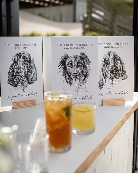 These custom signature cocktail signs bring a whole new meaning to the saying “the hair of the dog” 🐶 Loved sketching these pups for this… | Instagram Dog Cocktail Sign, Cocktail Signs, Dog Cocktail, Hair Of The Dog, Cocktail Sign, Signs Design, Signature Cocktail Sign, Sketches Of Love, Cocktails Sign