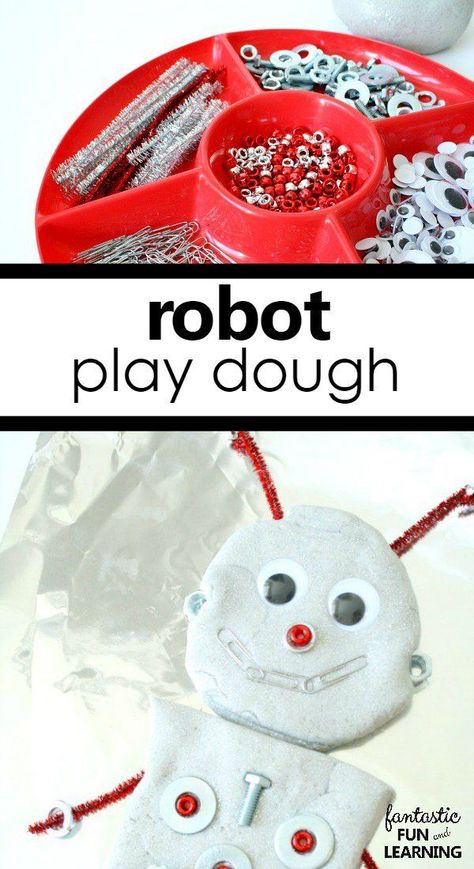 Letter R Preschool, Robots Preschool, Play Dough Invitation, Robot Activity, Dough Ideas, Robot Theme, Playdough Activities, Playdough Kits, Invitation To Play