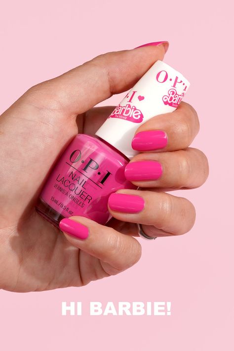 Barbie Pink Nails Opi, Hot Pink Nails Opi, Opi Hi Barbie, Opi Barbie Collection, Opi Barbie Pink, Opi Hot Pink Nail Polish, Opi Hot Pink, Barbie Pink Nail Polish, Opi Pink Nail Polish