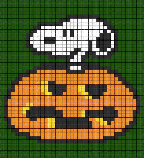 Holiday Cross Stitch Patterns, Snoopy Dog, Plastic Canvas Stitches, Halloween Cross Stitch Patterns, Pixel Art Templates, Holiday Cross Stitch, Diy Perler Bead Crafts, Halloween Crochet Patterns, Spooky Cute