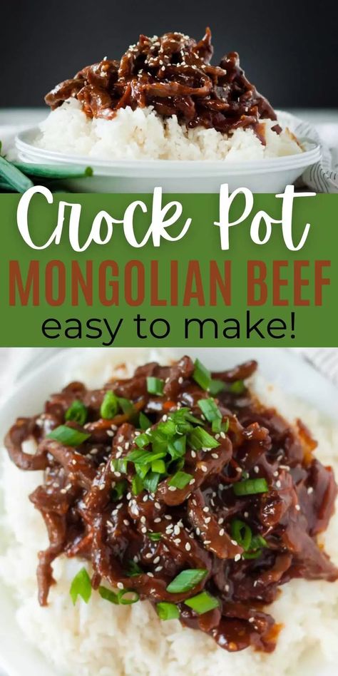 Slow Cooker Mongolian Beef (& VIDEO!) - Crock Pot Mongolian Beef Crock Pot Mongolian Beef, Slow Cooker Mongolian Beef Recipe, Mongolian Beef Recipes, Mongolian Beef, Crockpot Pork, Crockpot Dishes, Crockpot Beef, Skirt Steak, Crock Pot Slow Cooker