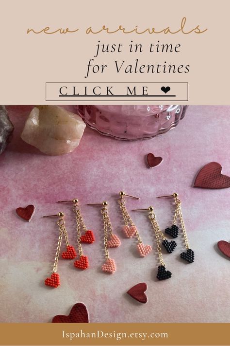 Beaded Heart Earrings Patterns, Valentine Earrings Beaded, Seed Bead Valentine Earrings, Valentines Day Beaded Earrings, Valentine Beaded Jewelry, Valentines Day Earrings Diy, Beaded Valentine Jewelry, Valentines Beaded Jewelry, Valentines Beaded Earrings