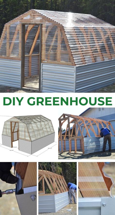 Truck Garden, Greenhouse Panels, Diy Greenhouse Plans, Corrugated Metal Roof, Build A Greenhouse, Alpine Plants, Backyard Greenhouse, Greenhouse Plans, Garden Types